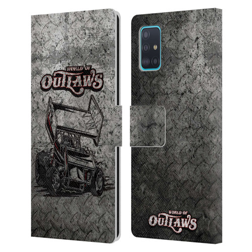World of Outlaws Western Graphics Sprint Car Leather Book Wallet Case Cover For Samsung Galaxy A51 (2019)