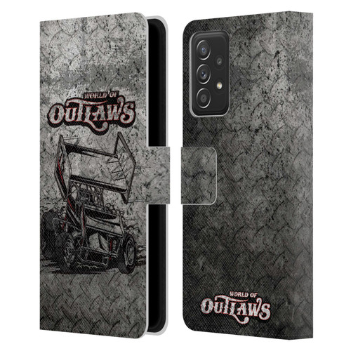 World of Outlaws Western Graphics Sprint Car Leather Book Wallet Case Cover For Samsung Galaxy A53 5G (2022)