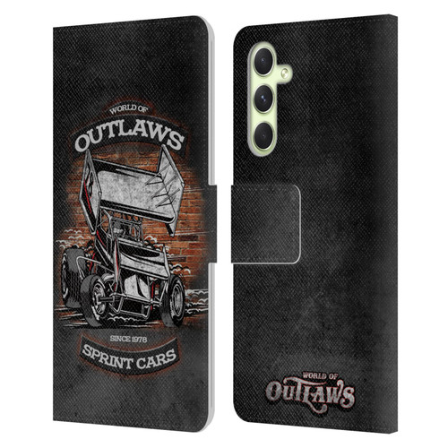 World of Outlaws Western Graphics Brickyard Sprint Car Leather Book Wallet Case Cover For Samsung Galaxy A54 5G