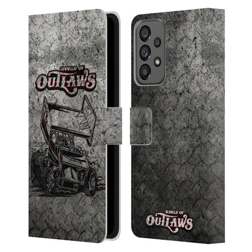 World of Outlaws Western Graphics Sprint Car Leather Book Wallet Case Cover For Samsung Galaxy A73 5G (2022)