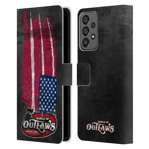 World of Outlaws Western Graphics US Flag Distressed Leather Book Wallet Case Cover For Samsung Galaxy A73 5G (2022)