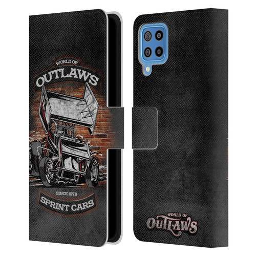 World of Outlaws Western Graphics Brickyard Sprint Car Leather Book Wallet Case Cover For Samsung Galaxy F22 (2021)