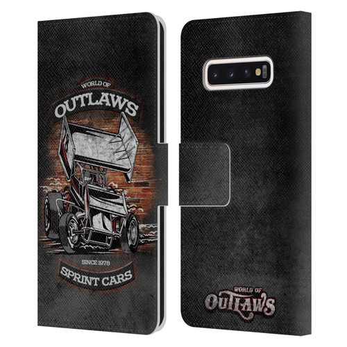 World of Outlaws Western Graphics Brickyard Sprint Car Leather Book Wallet Case Cover For Samsung Galaxy S10