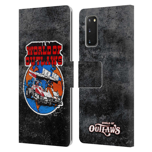 World of Outlaws Western Graphics Distressed Sprint Car Logo Leather Book Wallet Case Cover For Samsung Galaxy S20 / S20 5G