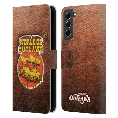 World of Outlaws Western Graphics Sprint Car Leather Print Leather Book Wallet Case Cover For Samsung Galaxy S21 FE 5G