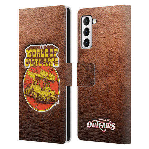 World of Outlaws Western Graphics Sprint Car Leather Print Leather Book Wallet Case Cover For Samsung Galaxy S21+ 5G