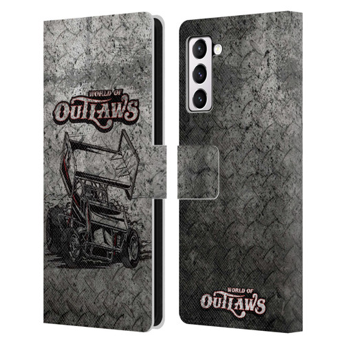 World of Outlaws Western Graphics Sprint Car Leather Book Wallet Case Cover For Samsung Galaxy S21+ 5G