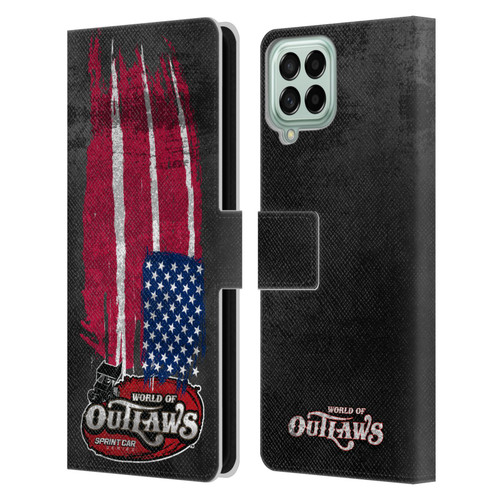 World of Outlaws Western Graphics US Flag Distressed Leather Book Wallet Case Cover For Samsung Galaxy M53 (2022)