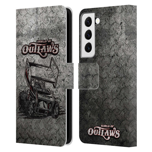 World of Outlaws Western Graphics Sprint Car Leather Book Wallet Case Cover For Samsung Galaxy S22 5G