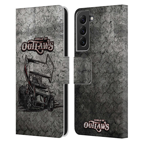 World of Outlaws Western Graphics Sprint Car Leather Book Wallet Case Cover For Samsung Galaxy S22+ 5G