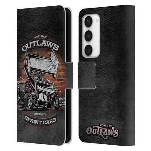 World of Outlaws Western Graphics Brickyard Sprint Car Leather Book Wallet Case Cover For Samsung Galaxy S23 5G