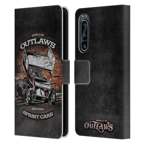 World of Outlaws Western Graphics Brickyard Sprint Car Leather Book Wallet Case Cover For Sony Xperia 5 IV