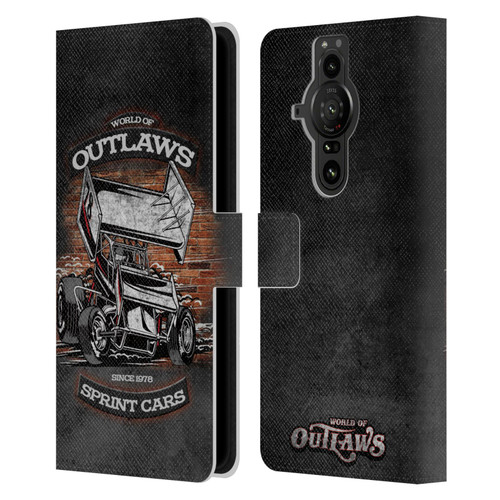 World of Outlaws Western Graphics Brickyard Sprint Car Leather Book Wallet Case Cover For Sony Xperia Pro-I