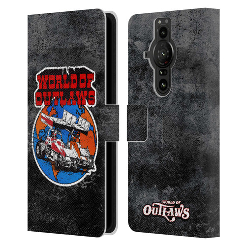 World of Outlaws Western Graphics Distressed Sprint Car Logo Leather Book Wallet Case Cover For Sony Xperia Pro-I