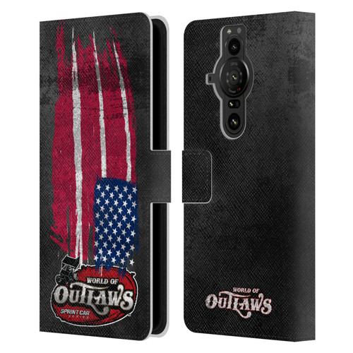 World of Outlaws Western Graphics US Flag Distressed Leather Book Wallet Case Cover For Sony Xperia Pro-I
