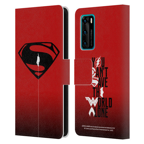 Justice League Movie Superman Logo Art Red And Black Flight Leather Book Wallet Case Cover For Huawei P40 5G