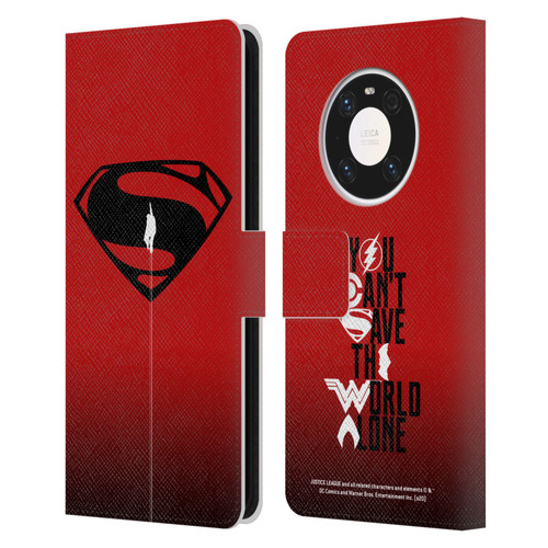 Justice League Movie Superman Logo Art Red And Black Flight Leather Book Wallet Case Cover For Huawei Mate 40 Pro 5G