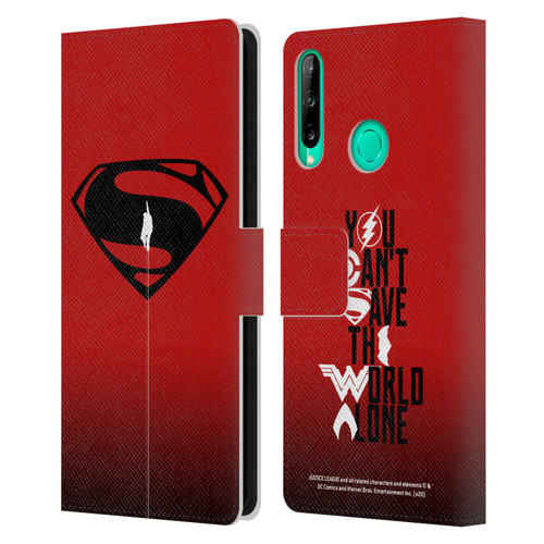 Justice League Movie Superman Logo Art Red And Black Flight Leather Book Wallet Case Cover For Huawei P40 lite E