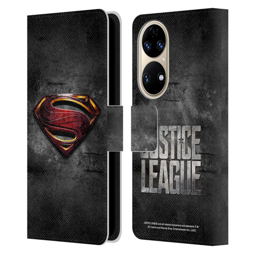 Justice League Movie Superman Logo Art Man Of Steel Leather Book Wallet Case Cover For Huawei P50