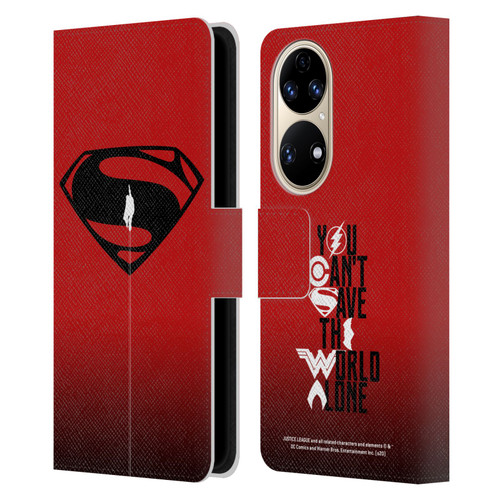 Justice League Movie Superman Logo Art Red And Black Flight Leather Book Wallet Case Cover For Huawei P50