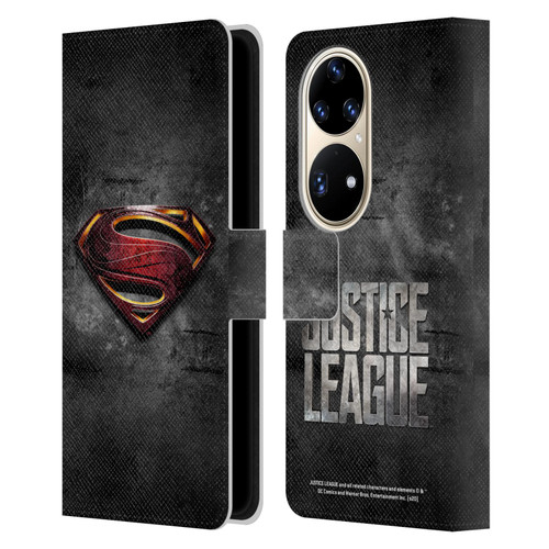 Justice League Movie Superman Logo Art Man Of Steel Leather Book Wallet Case Cover For Huawei P50 Pro