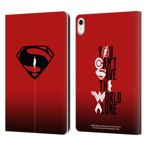 Justice League Movie Superman Logo Art Red And Black Flight Leather Book Wallet Case Cover For Apple iPad 10.9 (2022)