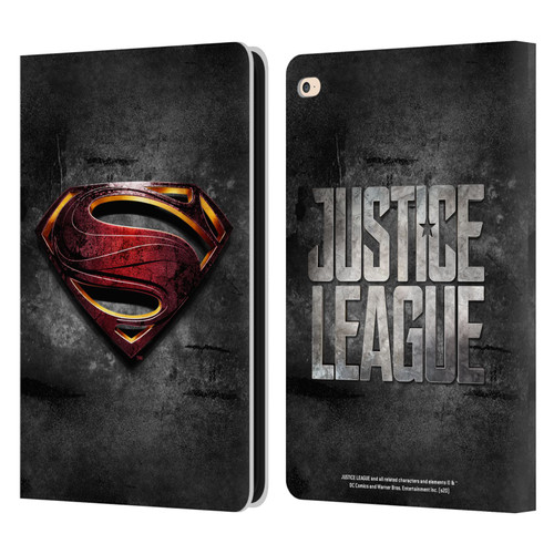 Justice League Movie Superman Logo Art Man Of Steel Leather Book Wallet Case Cover For Apple iPad Air 2 (2014)