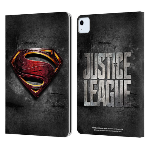 Justice League Movie Superman Logo Art Man Of Steel Leather Book Wallet Case Cover For Apple iPad Air 2020 / 2022