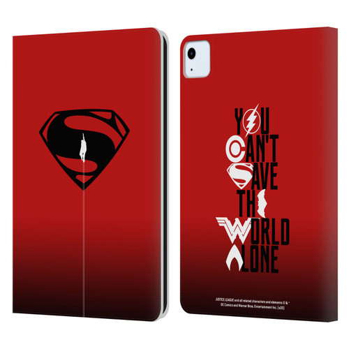 Justice League Movie Superman Logo Art Red And Black Flight Leather Book Wallet Case Cover For Apple iPad Air 2020 / 2022