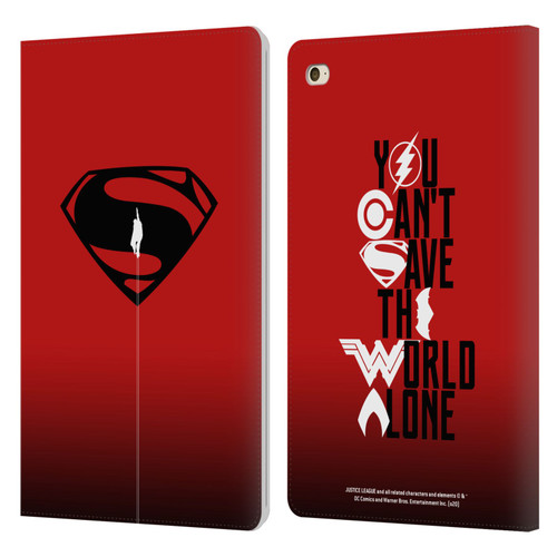 Justice League Movie Superman Logo Art Red And Black Flight Leather Book Wallet Case Cover For Apple iPad mini 4