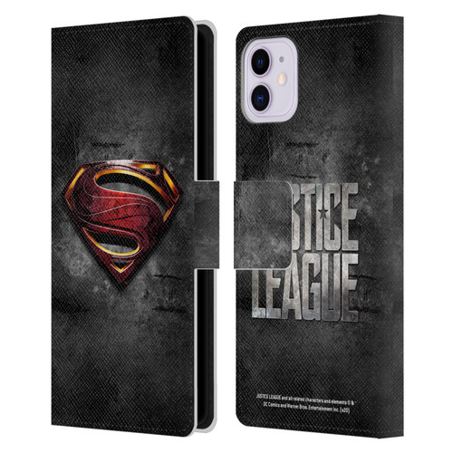 Justice League Movie Superman Logo Art Man Of Steel Leather Book Wallet Case Cover For Apple iPhone 11