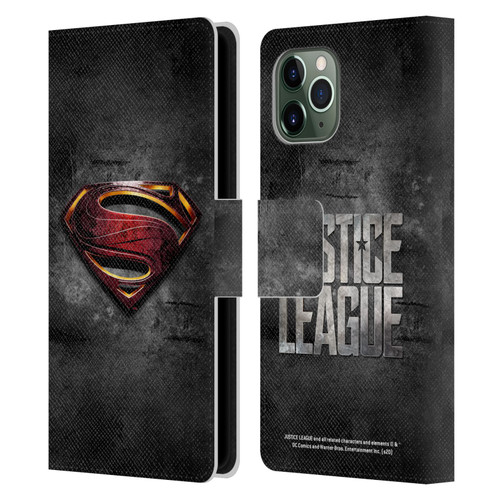 Justice League Movie Superman Logo Art Man Of Steel Leather Book Wallet Case Cover For Apple iPhone 11 Pro