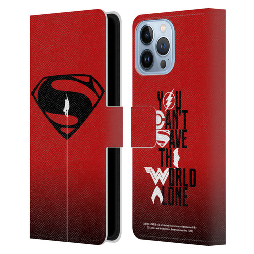 Justice League Movie Superman Logo Art Red And Black Flight Leather Book Wallet Case Cover For Apple iPhone 13 Pro Max