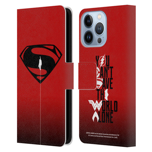 Justice League Movie Superman Logo Art Red And Black Flight Leather Book Wallet Case Cover For Apple iPhone 13 Pro