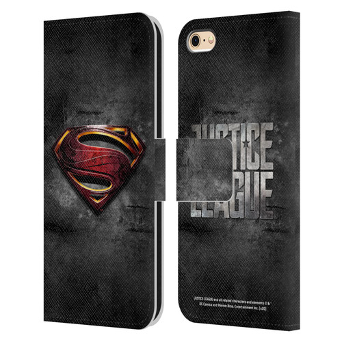 Justice League Movie Superman Logo Art Man Of Steel Leather Book Wallet Case Cover For Apple iPhone 6 / iPhone 6s