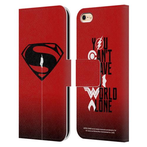 Justice League Movie Superman Logo Art Red And Black Flight Leather Book Wallet Case Cover For Apple iPhone 6 / iPhone 6s