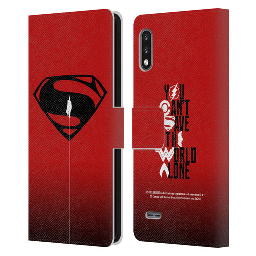Justice League Movie Superman Logo Art Red And Black Flight Leather Book Wallet Case Cover For LG K22