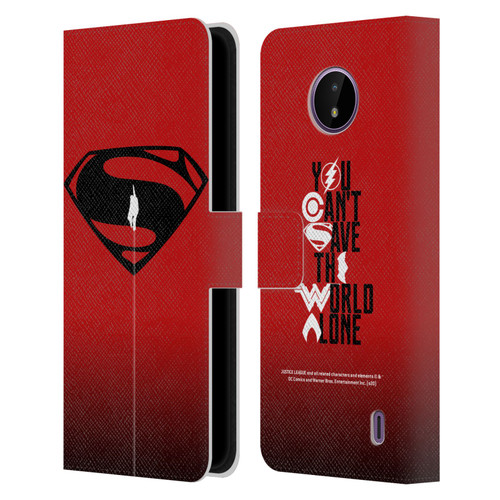 Justice League Movie Superman Logo Art Red And Black Flight Leather Book Wallet Case Cover For Nokia C10 / C20