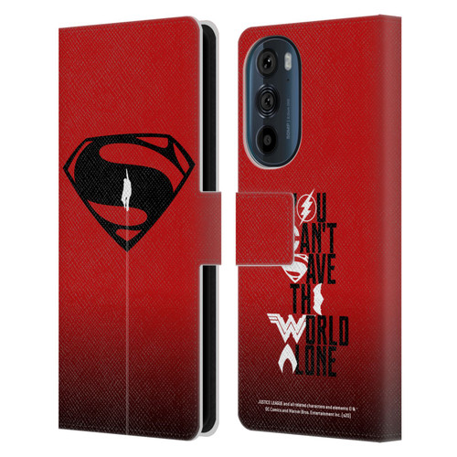 Justice League Movie Superman Logo Art Red And Black Flight Leather Book Wallet Case Cover For Motorola Edge 30