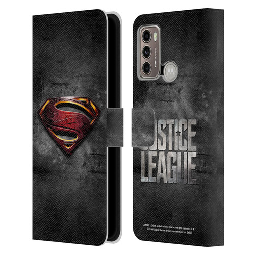 Justice League Movie Superman Logo Art Man Of Steel Leather Book Wallet Case Cover For Motorola Moto G60 / Moto G40 Fusion