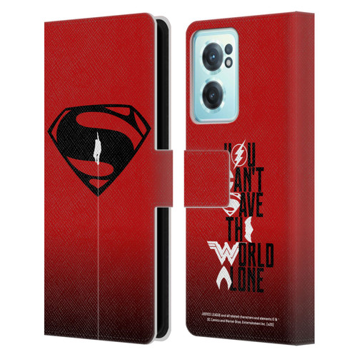 Justice League Movie Superman Logo Art Red And Black Flight Leather Book Wallet Case Cover For OnePlus Nord CE 2 5G