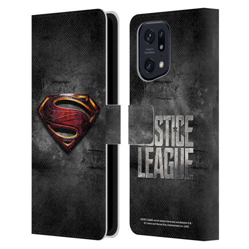 Justice League Movie Superman Logo Art Man Of Steel Leather Book Wallet Case Cover For OPPO Find X5 Pro