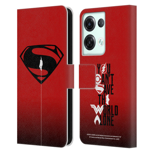 Justice League Movie Superman Logo Art Red And Black Flight Leather Book Wallet Case Cover For OPPO Reno8 Pro