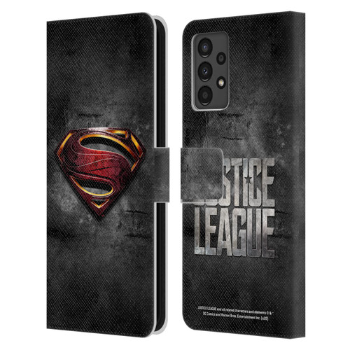 Justice League Movie Superman Logo Art Man Of Steel Leather Book Wallet Case Cover For Samsung Galaxy A13 (2022)