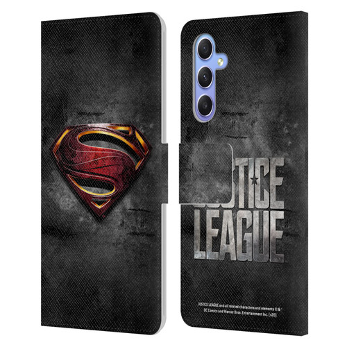 Justice League Movie Superman Logo Art Man Of Steel Leather Book Wallet Case Cover For Samsung Galaxy A34 5G