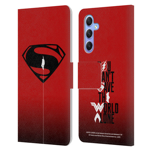 Justice League Movie Superman Logo Art Red And Black Flight Leather Book Wallet Case Cover For Samsung Galaxy A34 5G