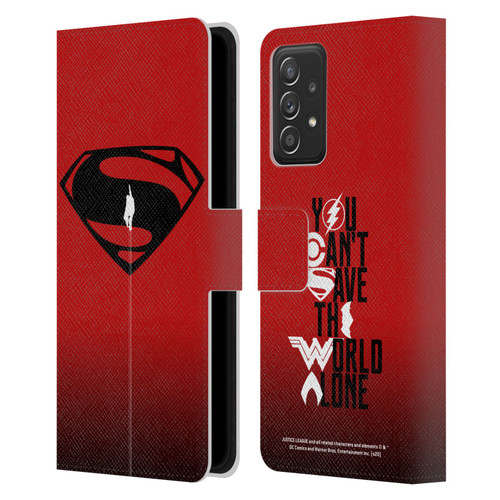 Justice League Movie Superman Logo Art Red And Black Flight Leather Book Wallet Case Cover For Samsung Galaxy A52 / A52s / 5G (2021)