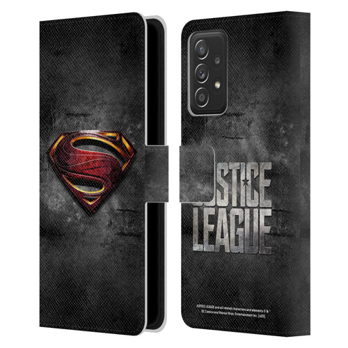 Justice League Movie Superman Logo Art Man Of Steel Leather Book Wallet Case Cover For Samsung Galaxy A52 / A52s / 5G (2021)