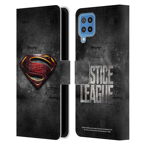 Justice League Movie Superman Logo Art Man Of Steel Leather Book Wallet Case Cover For Samsung Galaxy F22 (2021)