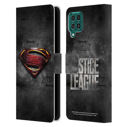 Justice League Movie Superman Logo Art Man Of Steel Leather Book Wallet Case Cover For Samsung Galaxy F62 (2021)